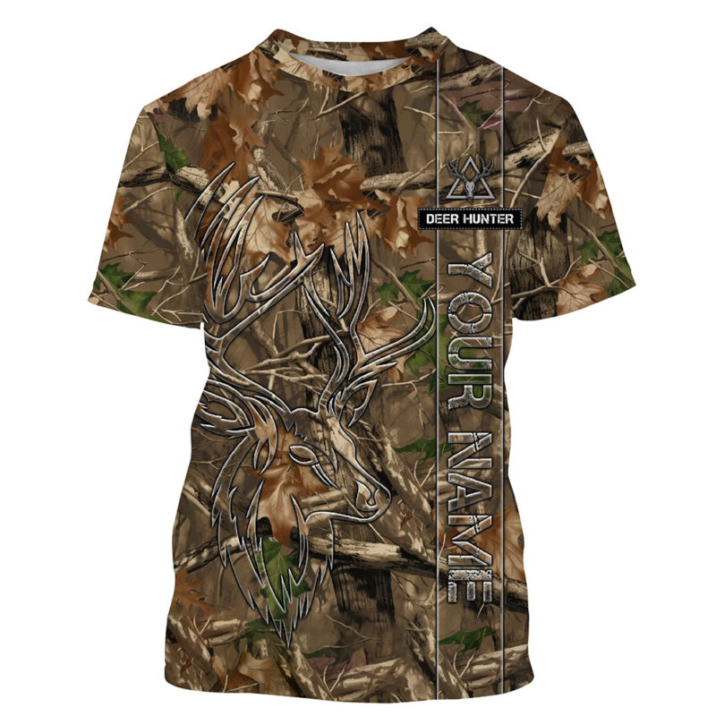 Deer Hunting tree camo Customize Name 3D Shirts