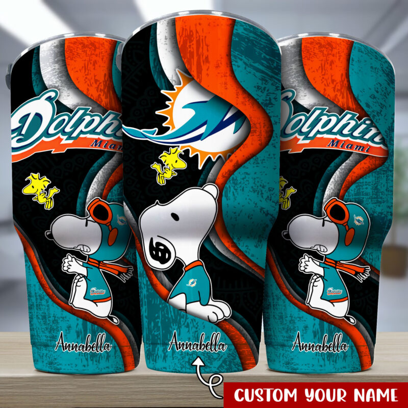 Miami Dolphins NFL-Custom Tumbler For Snoopy And Sports Fan TU31000