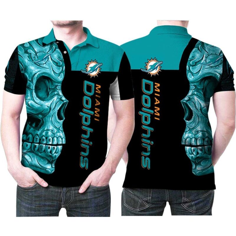 NFL Miami Dolphins Polo Shirt Skull