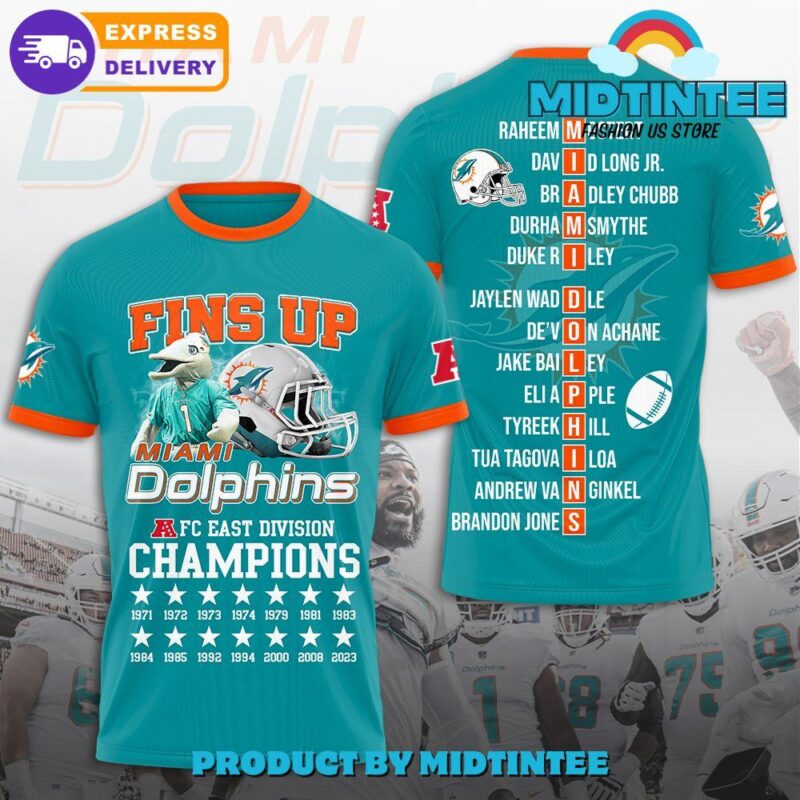 Amazing Miami Dolphins Fins Up Champions 3D T-Shirt On the Market