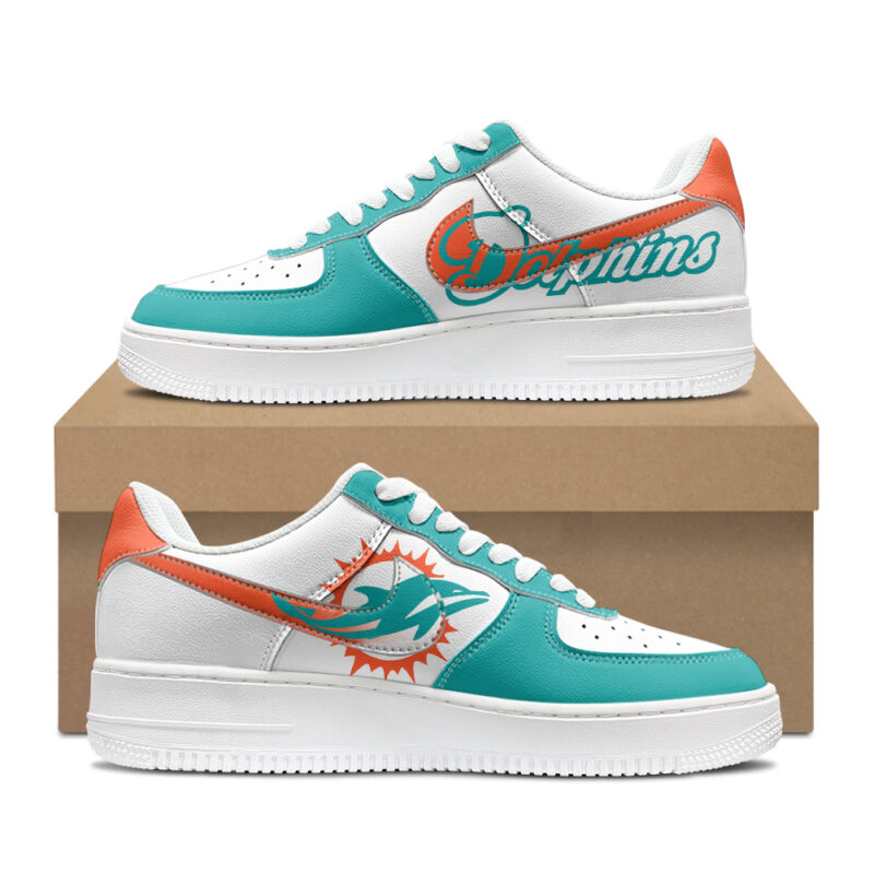 Custom Miami Dolphins Air Force 1s | Personalized NFL Fan Sneakers | Unique Dolphins-Themed Footwear - Gift Nest World