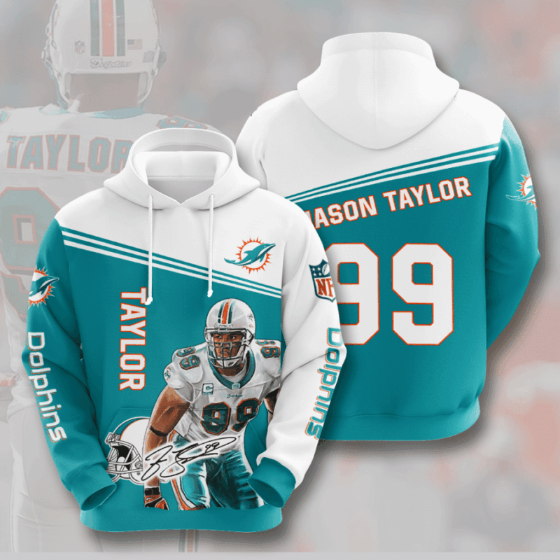 Jason Taylor Miami Dolphins Miami Dolphins 85 Unisex 3D Hoodie