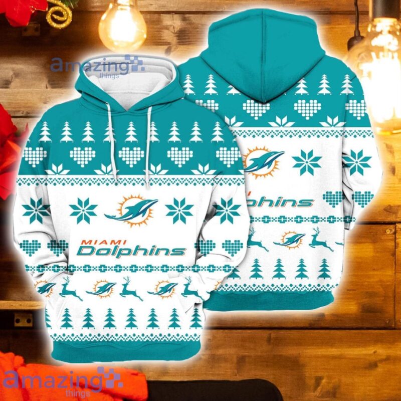Merry Christmas 2023 Heart Pattern Miami Dolphins New Trends 3D Hoodie