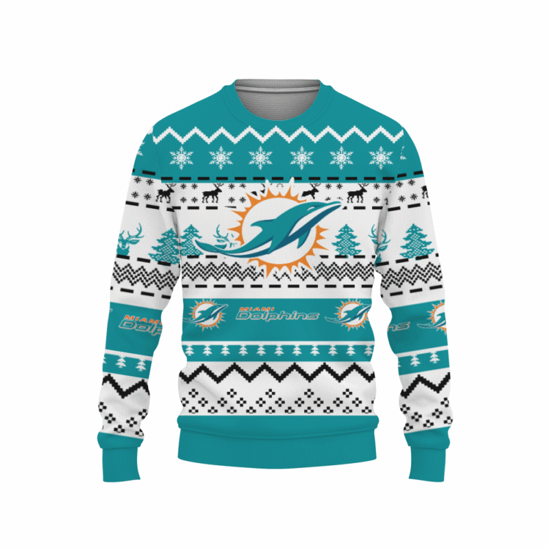 Merry Christmas Snow Pattern Funny Cute Miami Dolphins Sweatshirt
