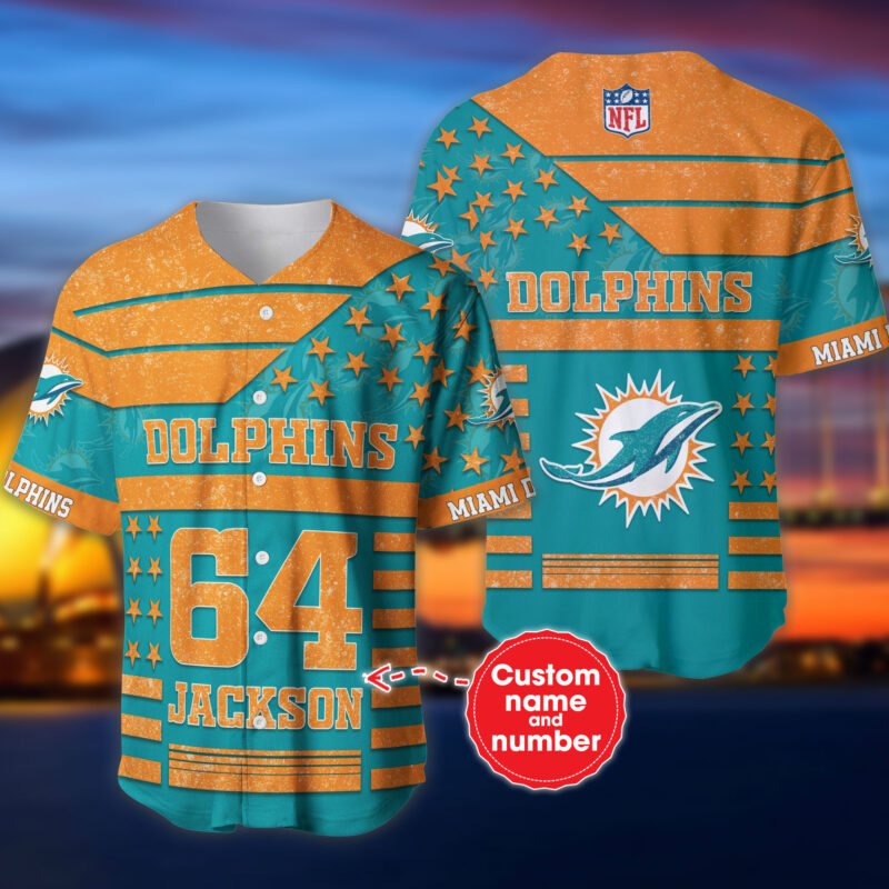Miami Dolphins 3D NFL Personalized Baseball Jerse