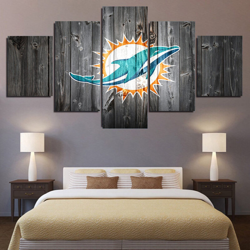 Miami Dolphins 5 Piece Canvas Art Wall Decor - Canvas Prints Artwork