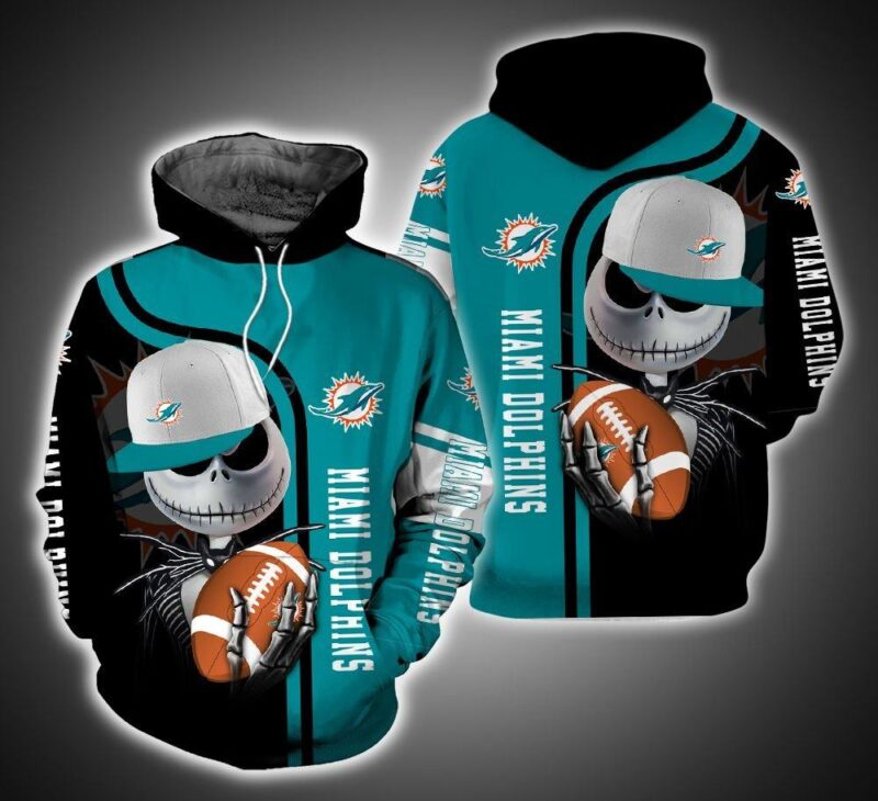 Miami Dolphins And Jack Skellington Hoodie 3D