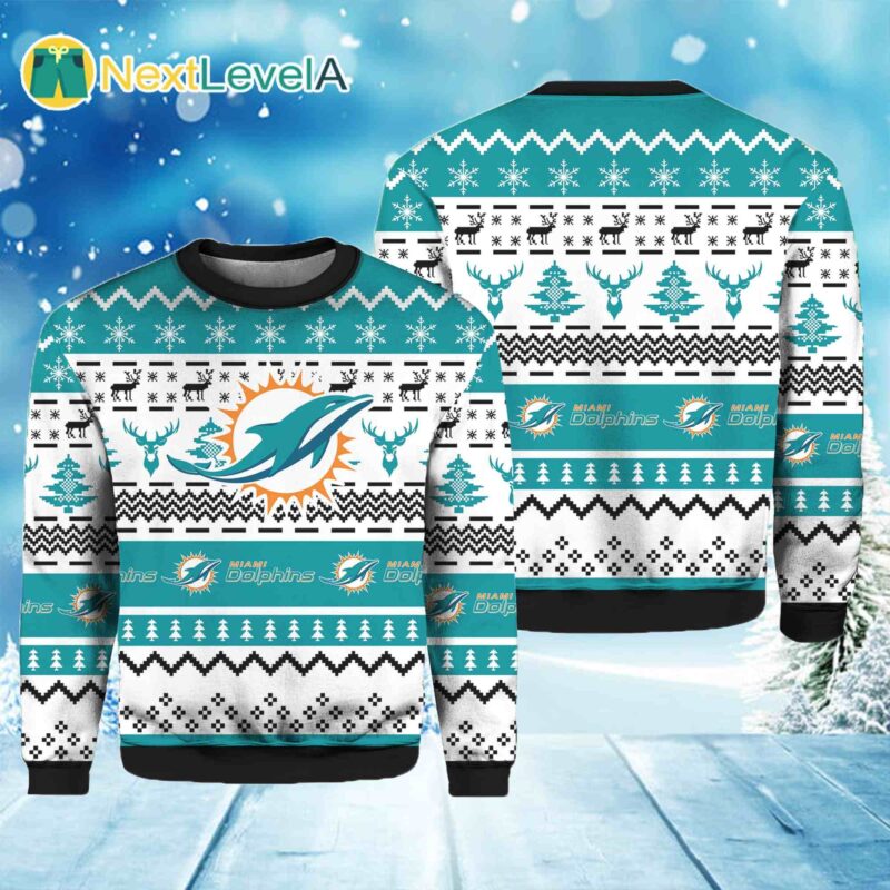 Miami Dolphins Funny Football Team Ugly Christmas Sweater