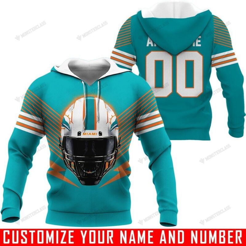 Miami Dolphins Helmets Hoodie Custom Name & Number