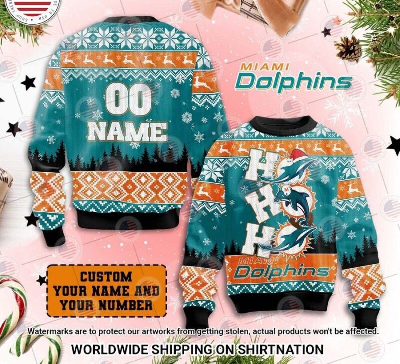 Miami Dolphins Hohoho Christmas Sweater