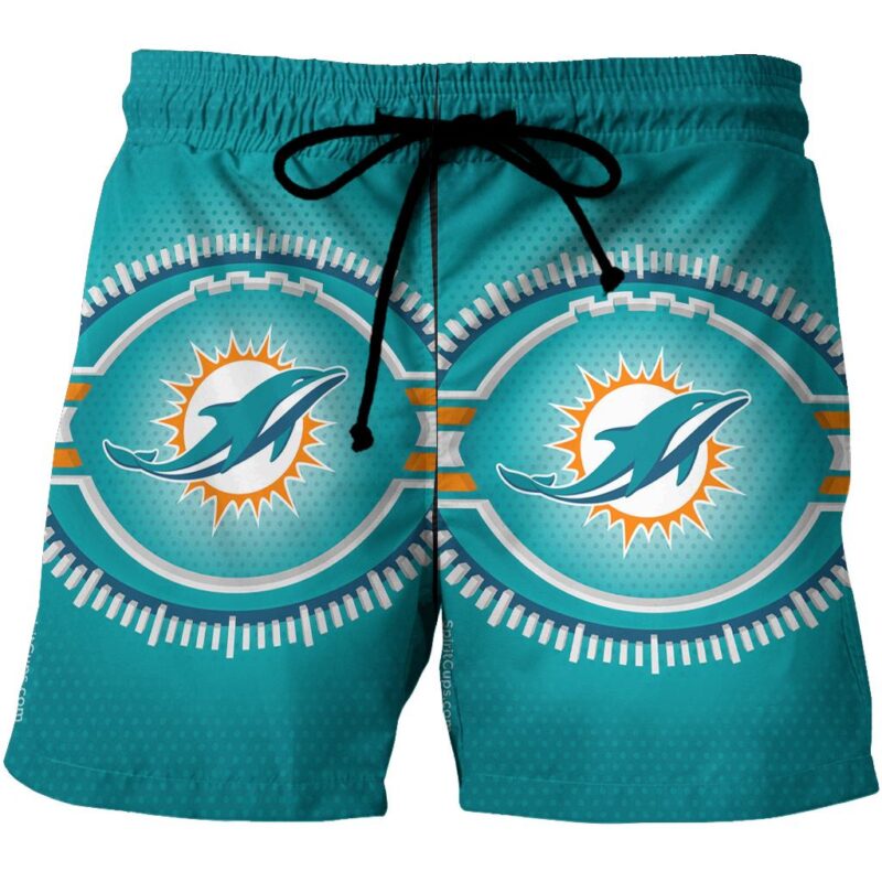 Miami Dolphins Logo Art Illustration 3D All Over Print Summer Beach Hawaiian Short
