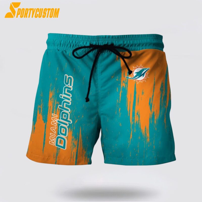 Miami Dolphins Mens Nfl Beach Board Shorts Stand Out With Official Team Spirit