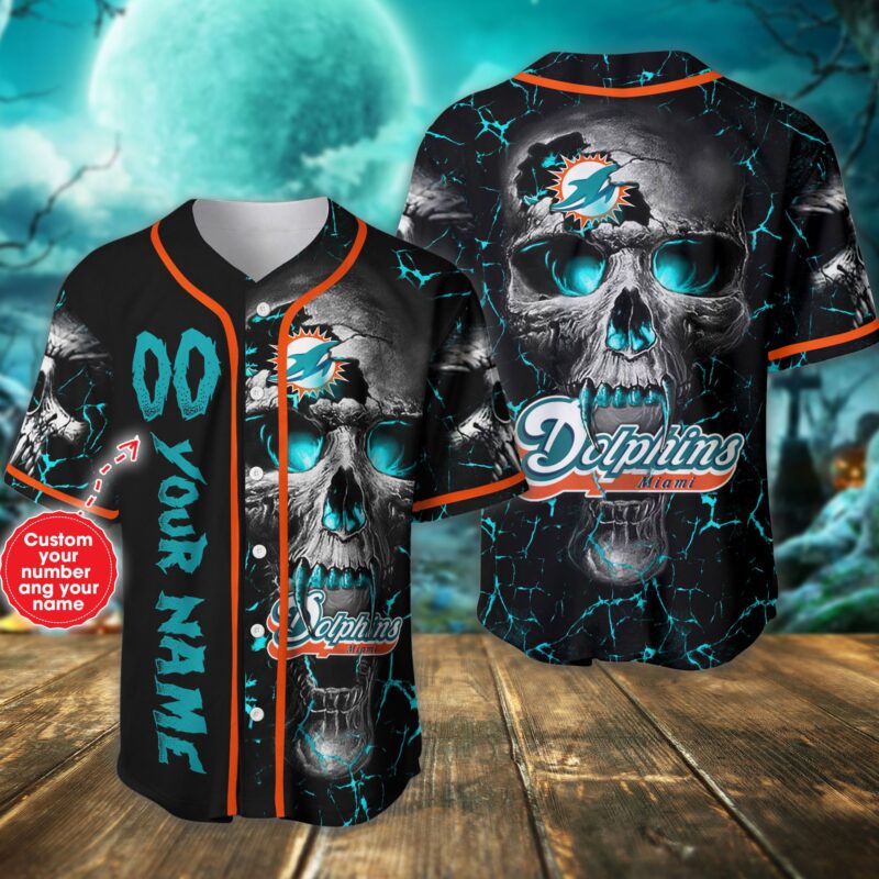 Miami Dolphins NFL 3D Personalized Baseball Jersey