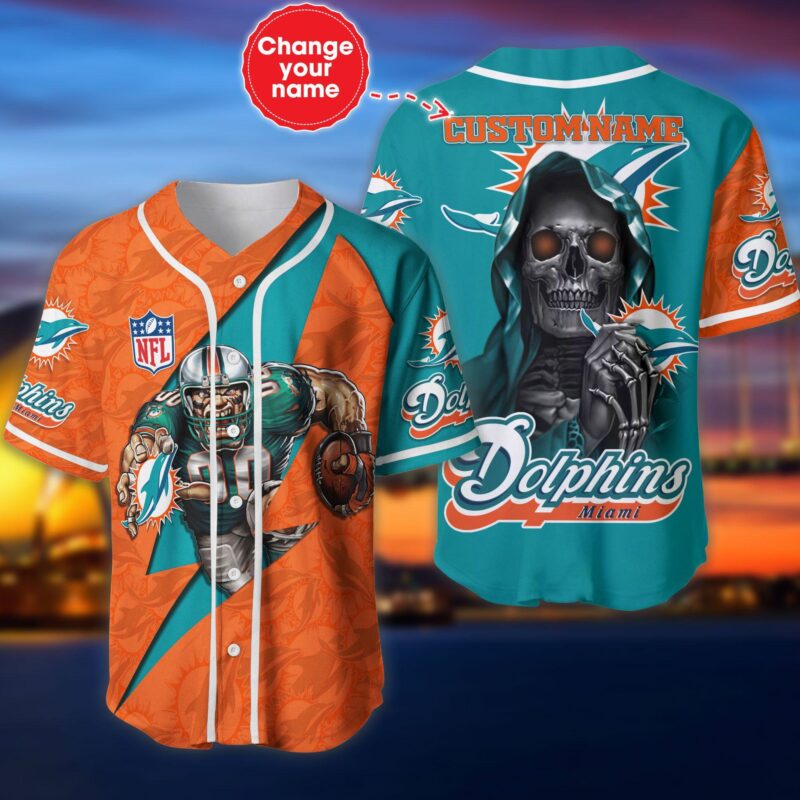 Miami Dolphins NFL 3D Personalized Baseball Jersey Shirt