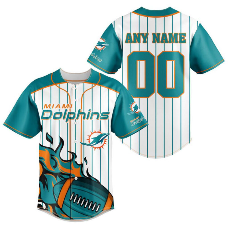 Miami Dolphins NFL 3D Personalized Baseball Jersey TMBB1140920
