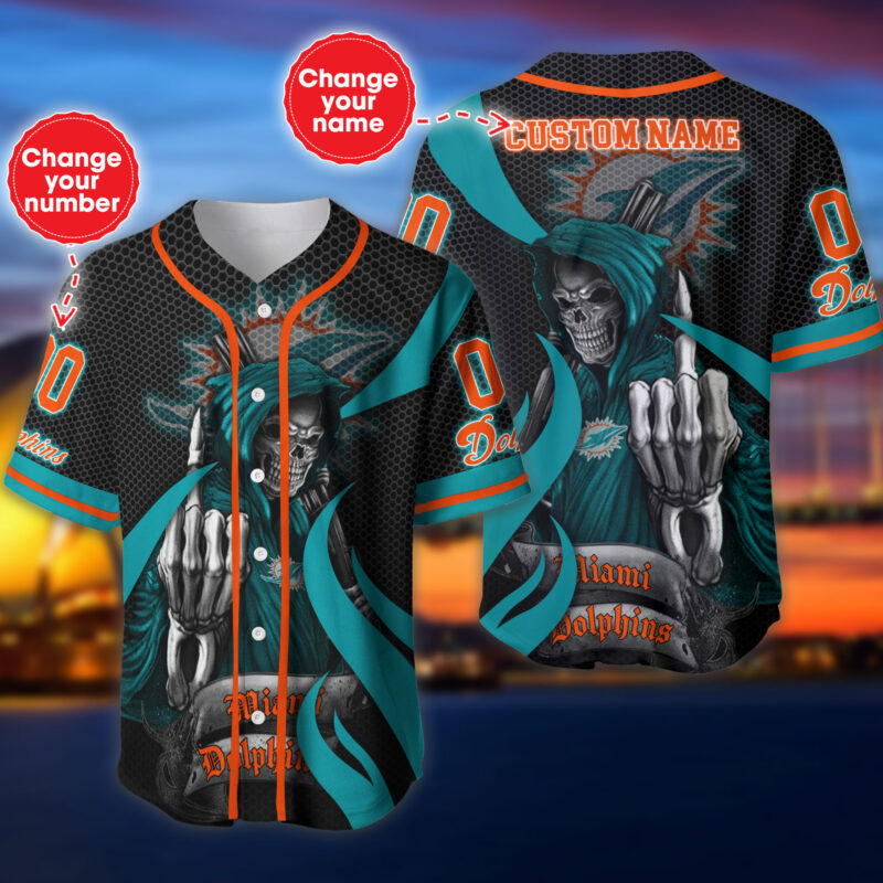 Miami Dolphins NFL 3D Personalized Baseball Jersey TMPHBB121220