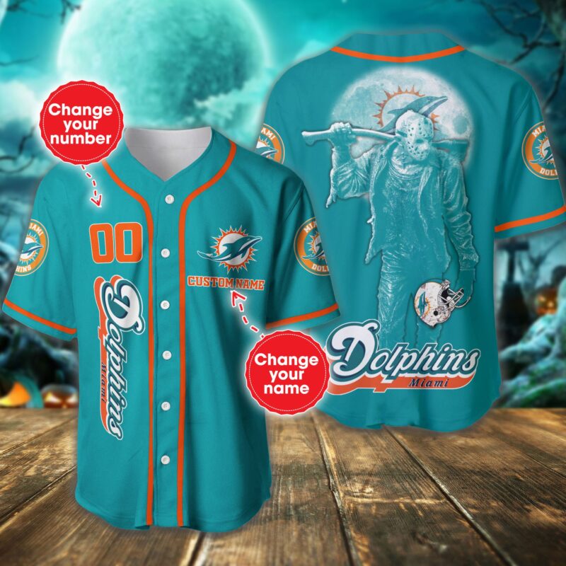 Miami Dolphins NFL 3D Personalized Baseball Jersey TMPHBB1220920