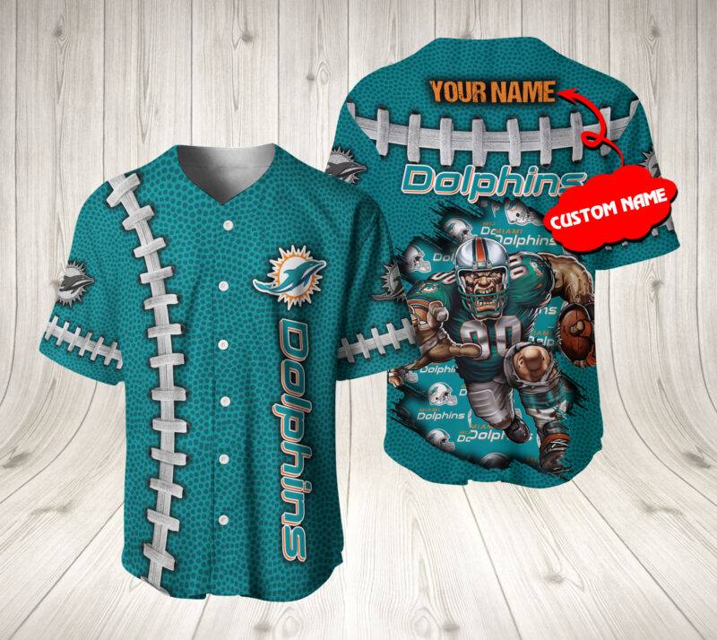 Miami Dolphins NFL 3D Personalized Baseball Jersey TMYNBB1020820
