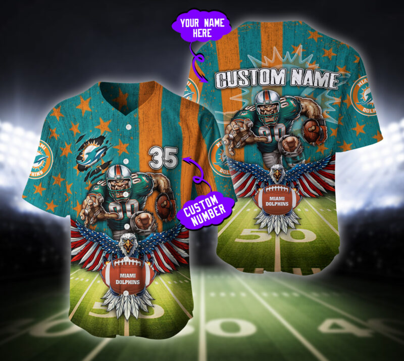 Miami Dolphins NFL Baseball Jersey Custom Name And Number DTYNBB1190720