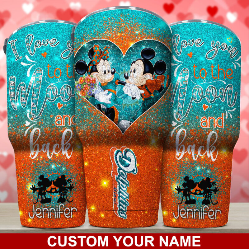 Miami Dolphins NFL-Custom Tumbler Love You To The Moon And Back For This Valentine NA31311