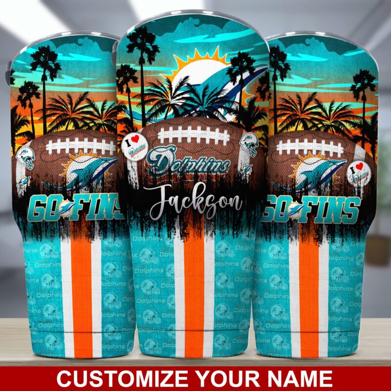 Miami Dolphins NFL-Custom Tumbler Tropical Style For Sports Fans NA31917
