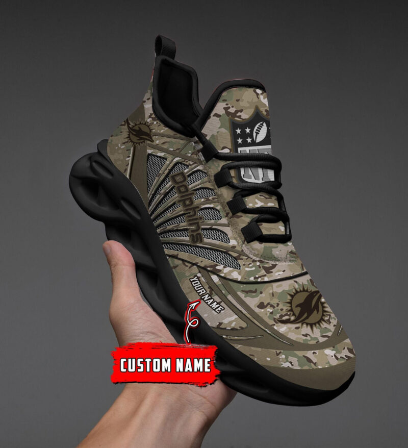 Miami Dolphins NFL Personalized Camo Max Soul Shoes
