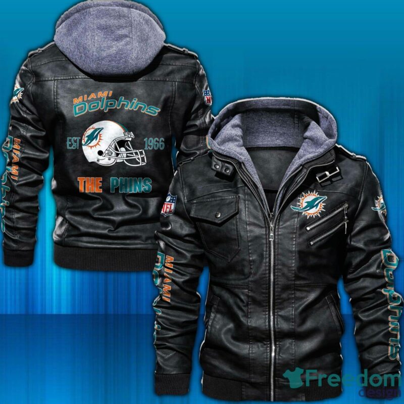 Miami Dolphins NFL The Dolphins Est 1966 Leather Jacket Black
