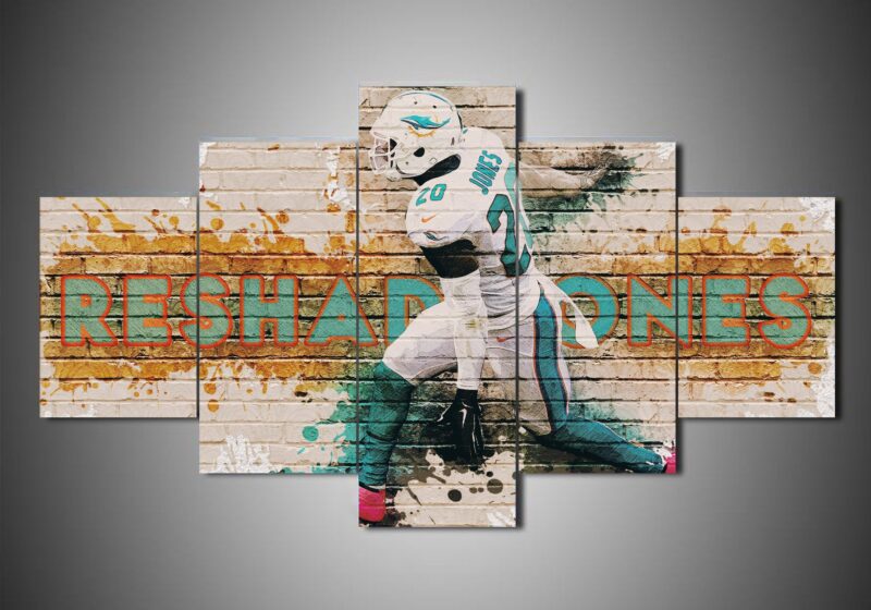 Miami Dolphins - Reshad Jones - Sport 5 Panel Canvas Art Wall Decor