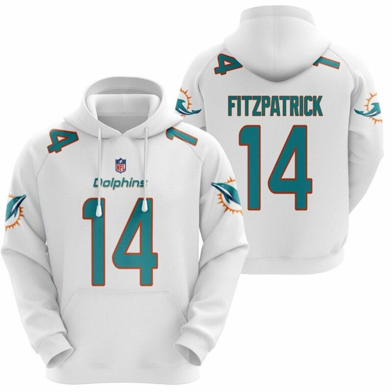 Miami Dolphins Ryan Fitzpatrick #14 Hoodie Team Logo Game White
