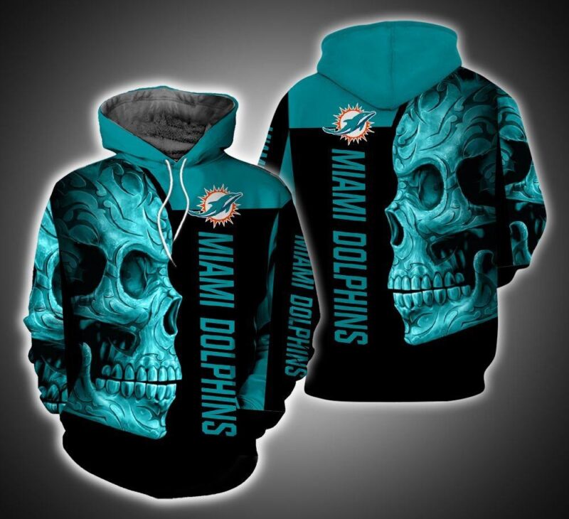Miami Dolphins Skull 3D Print Hoodie