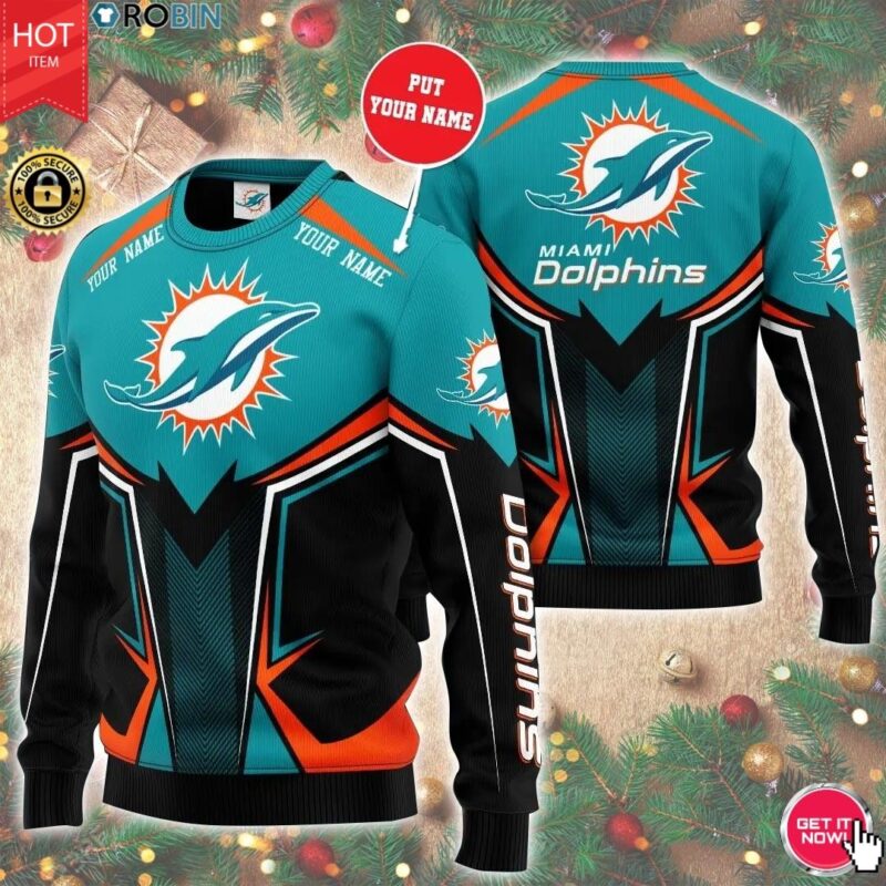 Miami Dolphins Sweater 3D Custom Name Print Wool