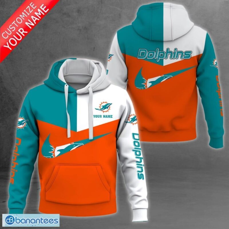 Miami Dolphins Swoosh Personalized Hoodie