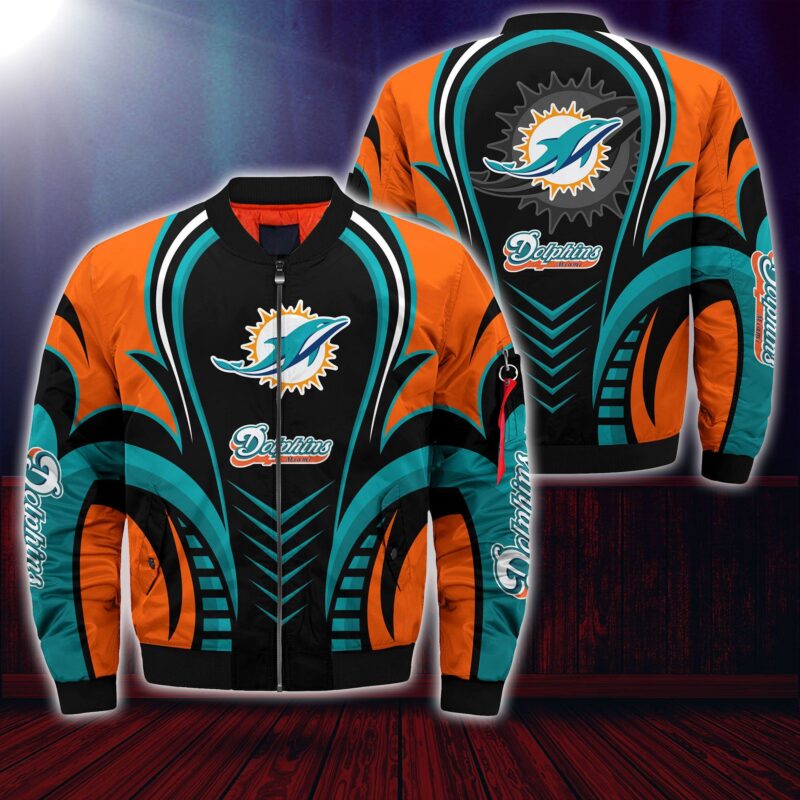 NFL Miami Dolphins Orange Aqua Baseball Jacket