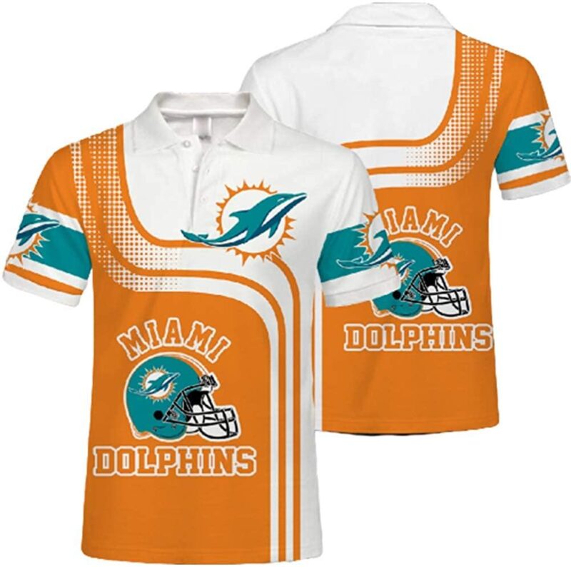 NFL Miami Dolphins Orange White Polo Shirt