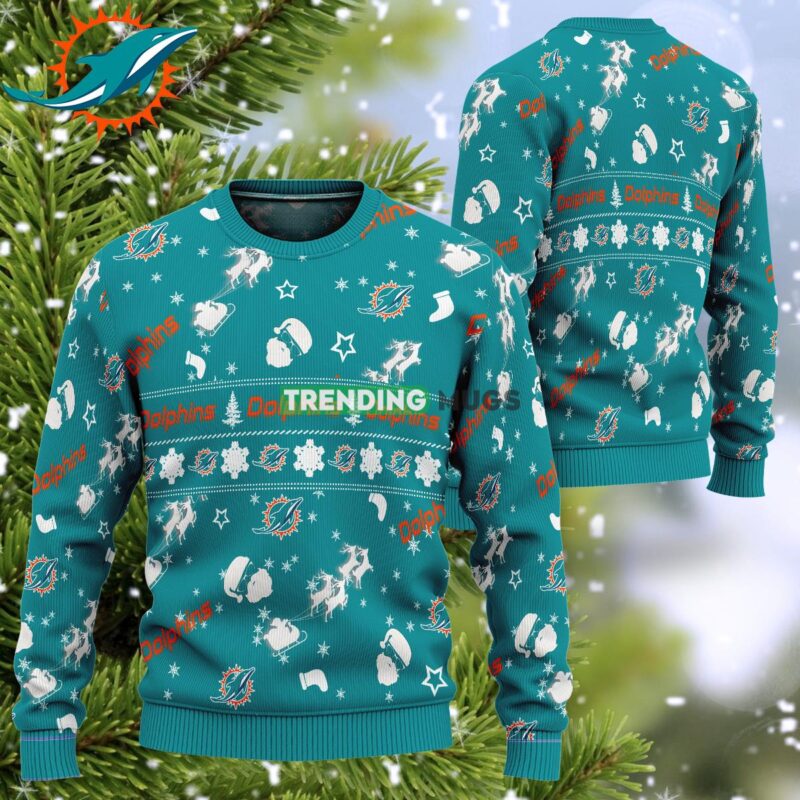 NFL Miami Dolphins Santa Reindeer Ugly Christmas 3D Sweater Gift