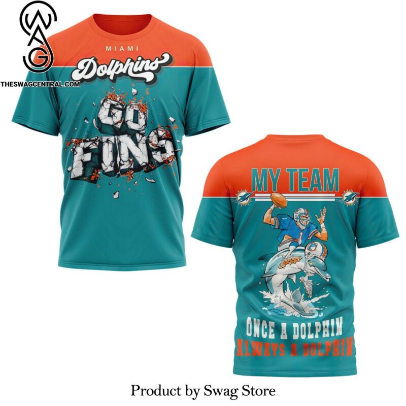 Shop Miami Dolphins Go Fins T-shirt 3D Economical Price