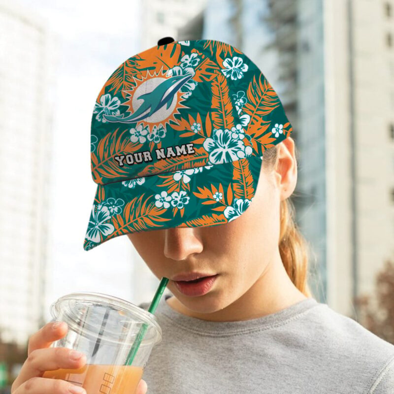 Sportswearmerch Miami Dolphins NFL Personalized Flowers Classic Cap Gift For Fan - Sportswearmerch