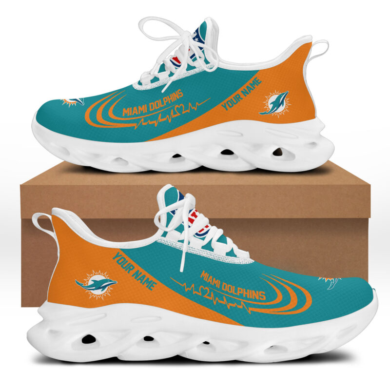 Sportswearmerch Miami Dolphins NFL Personalized Max Soul Sneakers Shoes Gifts For Fans - Sportswearmerch