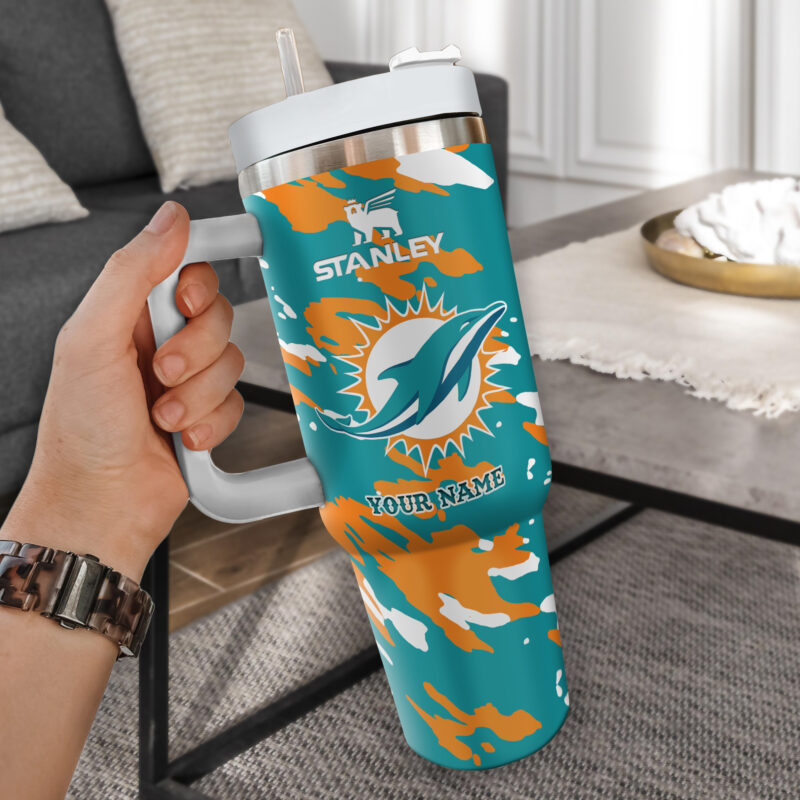 Sportswearmerch Miami Dolphins NFL Personalized Stans Handled Tumbler 40Oz Gifts For Fans - Sportswearmerch