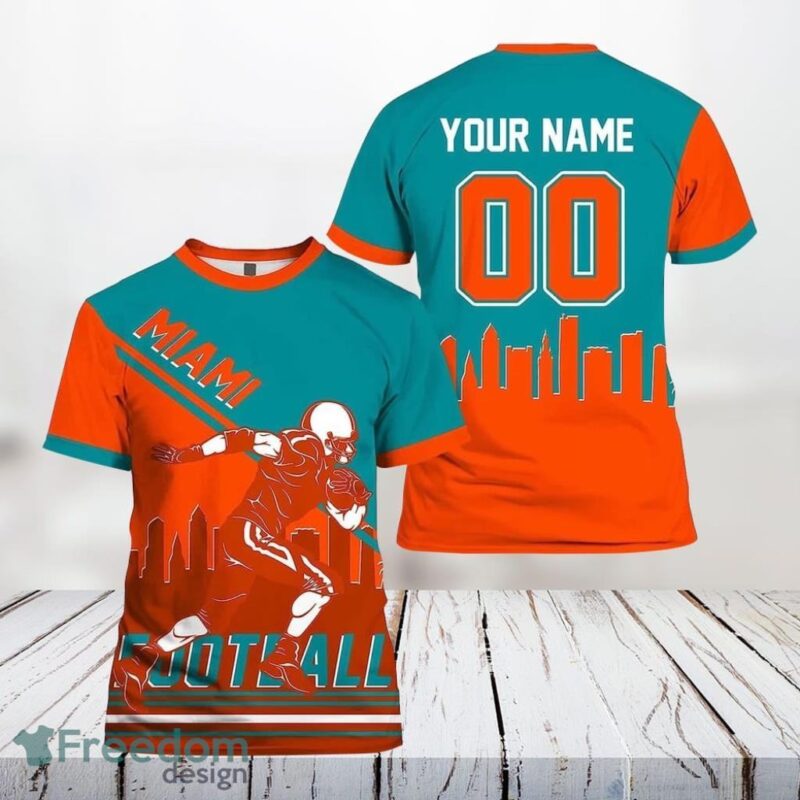 Wonderful Miami Dolphins All Over Printed Custom Name And Number T-shirt 3D On Discount