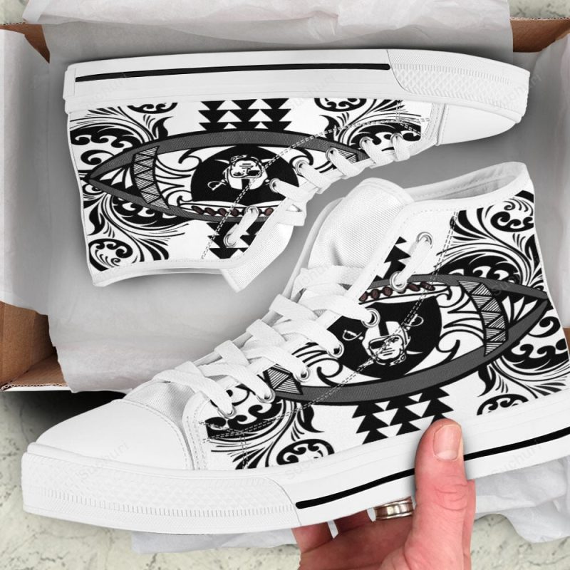Las Vegas Raiders Logo Pattern Floral High Top Shoes