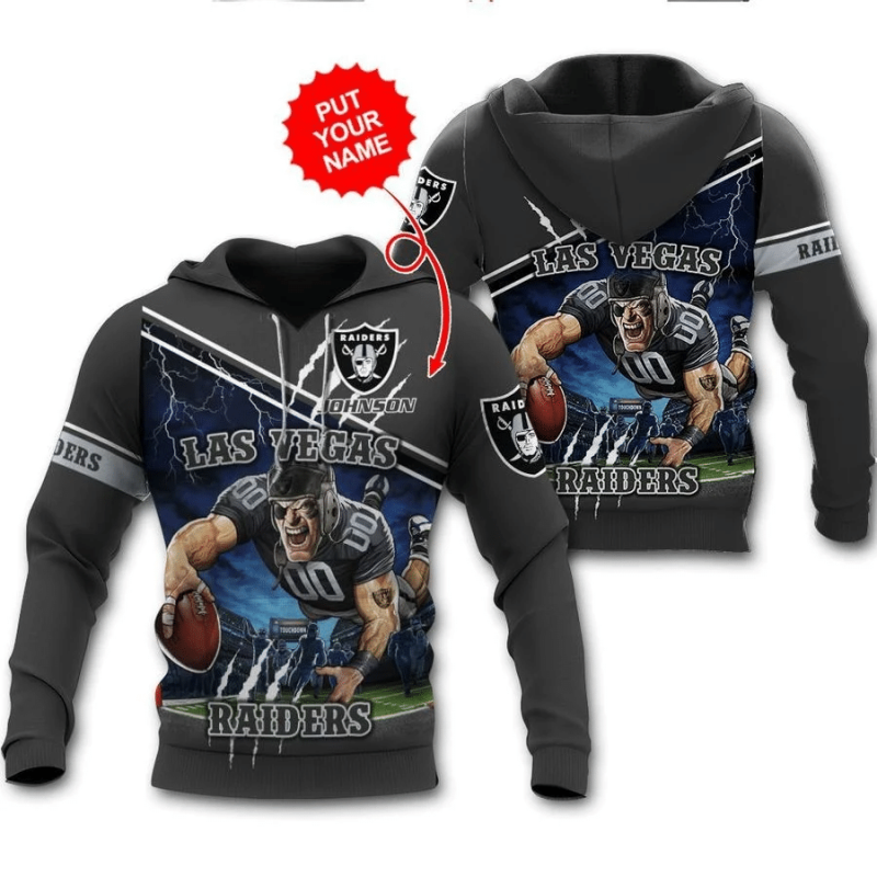 Las Vegas Raiders Mascot Catching Ball NFL Personalized All-over Print Hoodie - Raidersfanworld.com