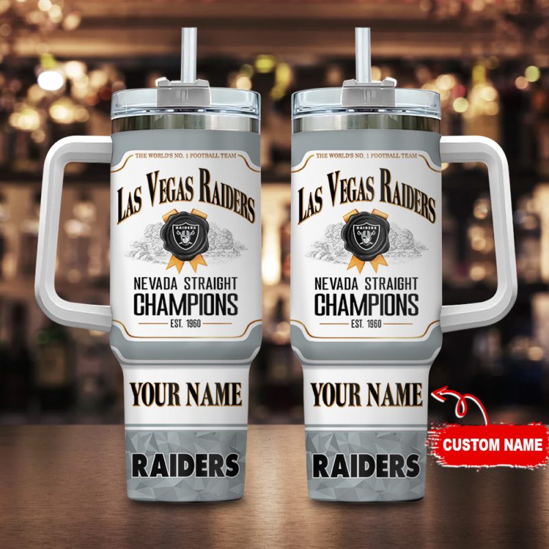 Las Vegas Raiders NFL Jim Beam Custom Stanley Cup 40 oz 30 oz Tumbler With Handle | StormMerch