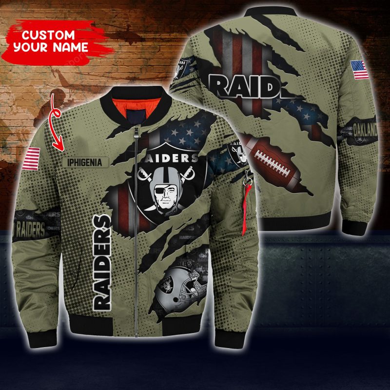 Las Vegas Raiders Personalized Thick Bomber Jacket CS63 - Raidersfanworld.com