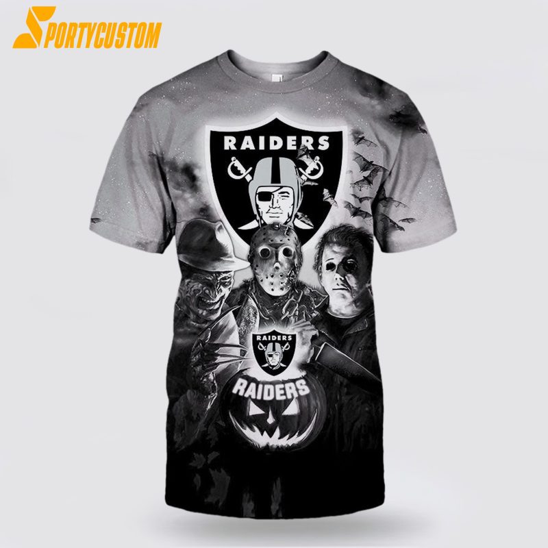 NFL Las Vegas Raiders 3D T Shirt Halloween Horror Night Show Your Team Pride With Authentic Fan Gear