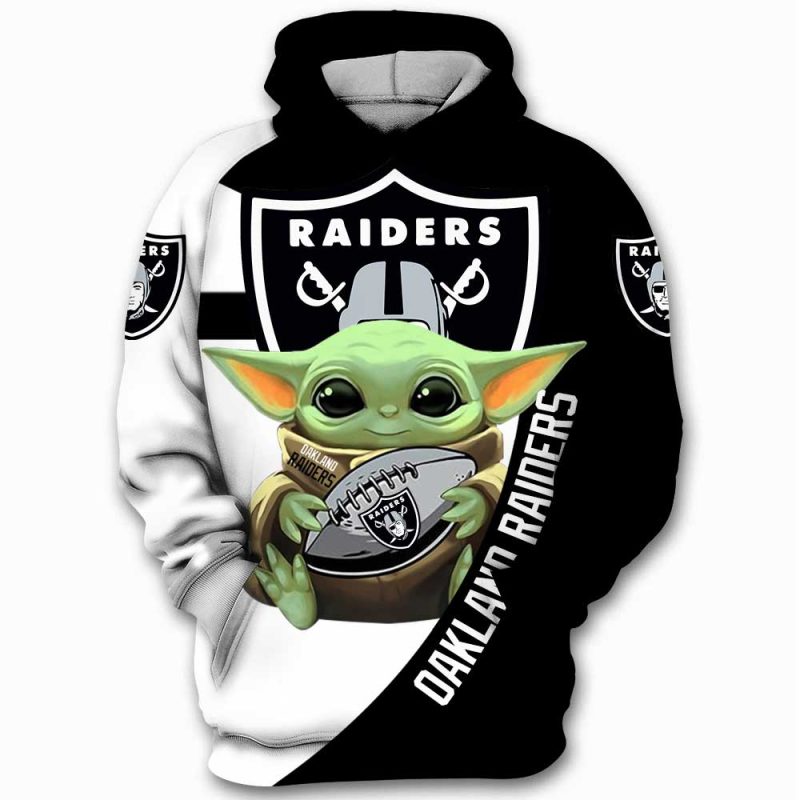Oakland Raiders NFL yoda baby yoda star wars 3d hoodie - Raidersfanworld.com