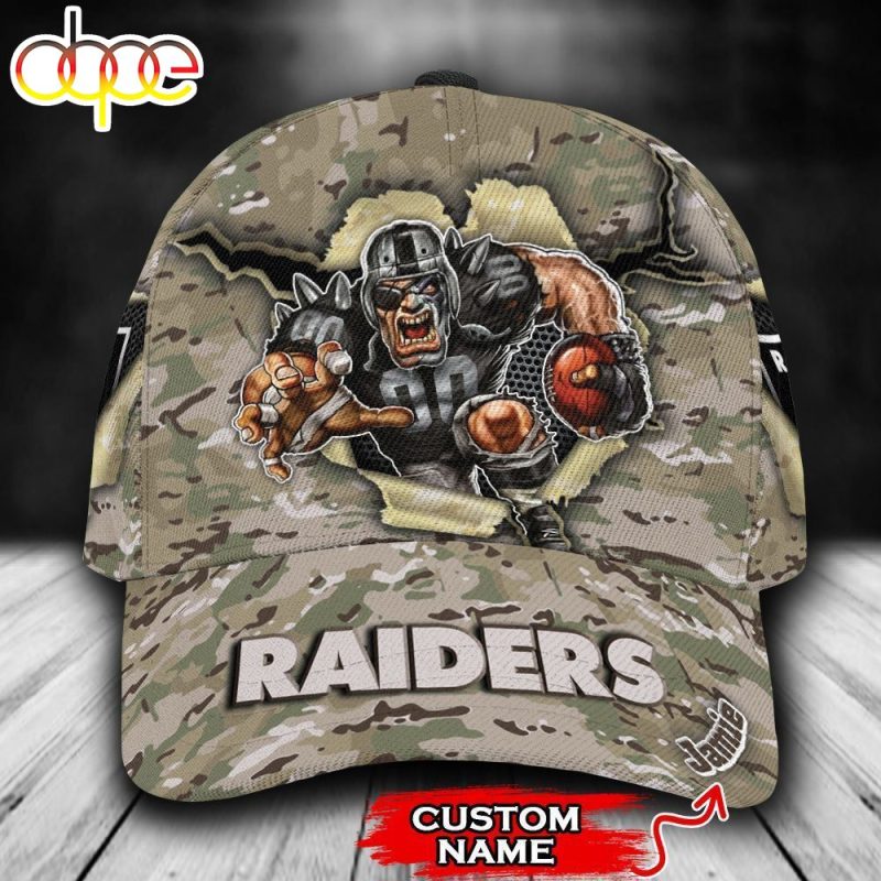 Personalized Las Vegas Raiders Camo Mascot All Over Print 3D Classic Cap