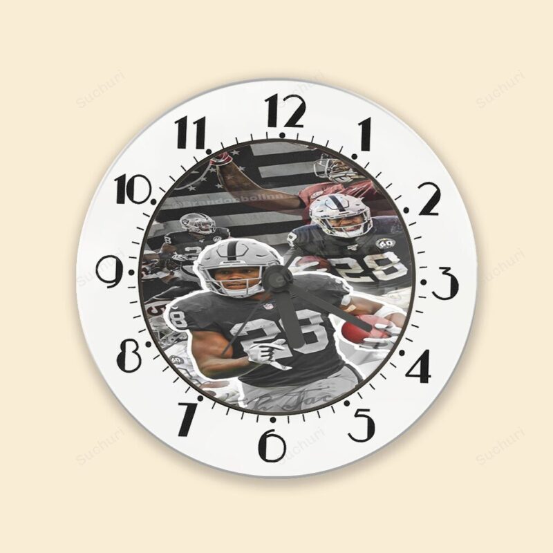 Las Vegas Raiders Josh Jacobs 28 Player Art Alarm Clock