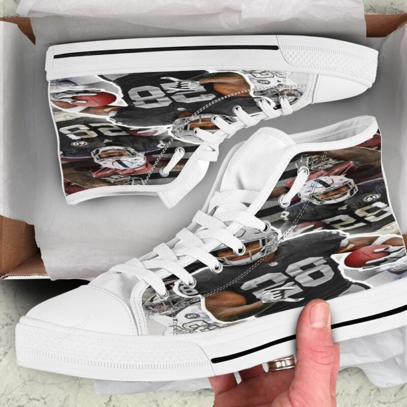 Las Vegas Raiders Josh Jacobs 28 Player Art High Top Shoes