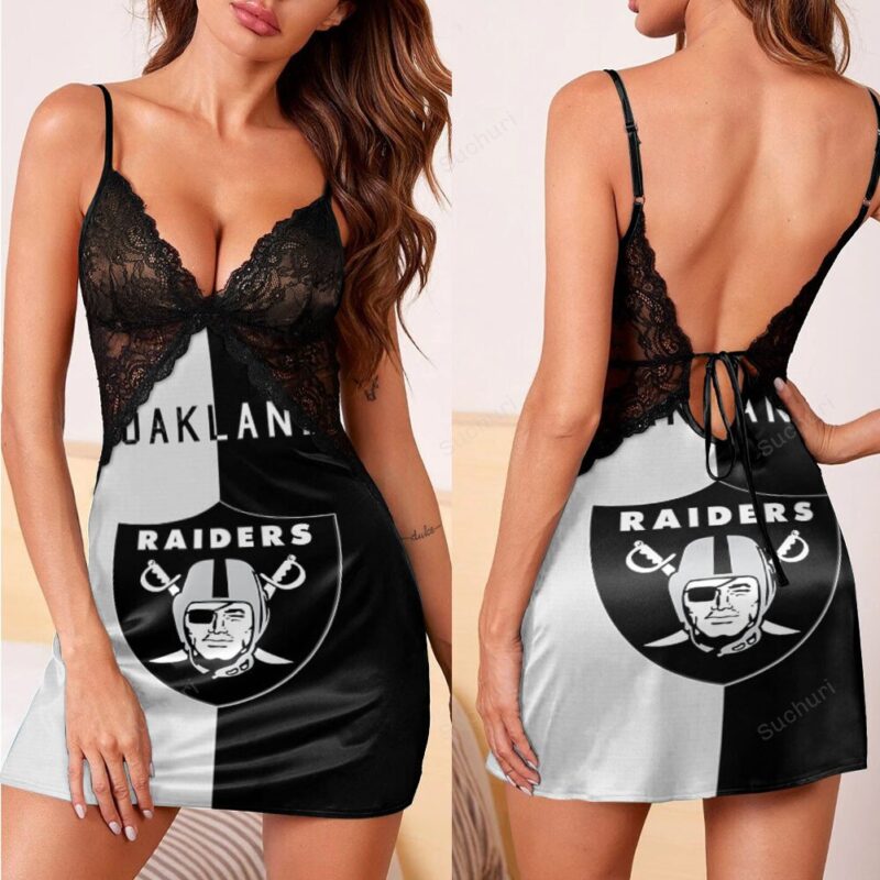 Las Vegas Raiders Logo Black And White 3d Back Straps Cami Dress With